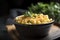 A steaming hot bowl of creamy and indulgent macaroni and cheese. 